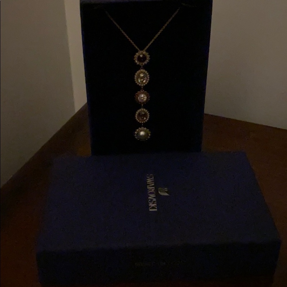 NECKLACE, MULTI-COLORED, GOLD-TONE PLATED